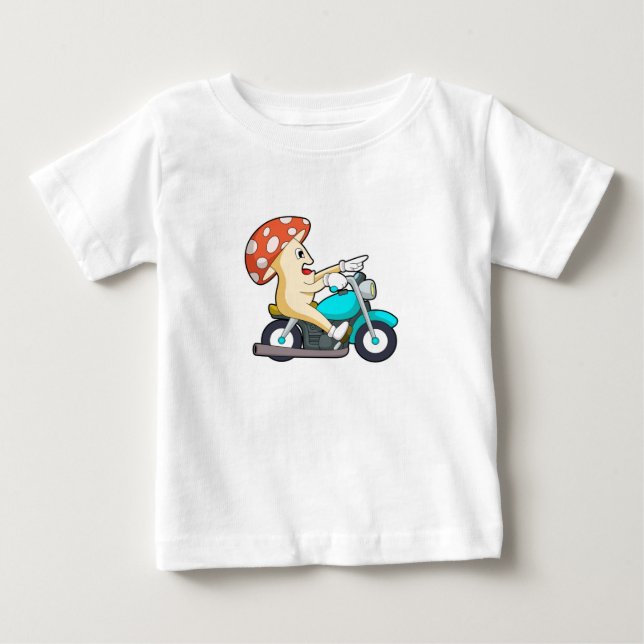 Pilz als Fahrrad mit Motorrad Baby T-shirt (Vorderseite)