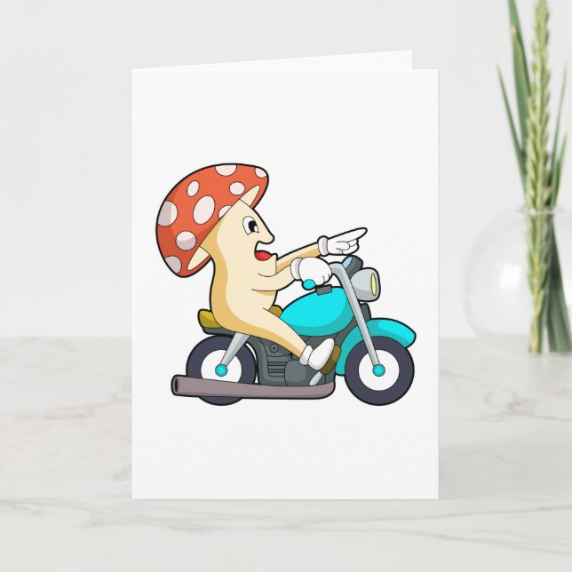Pilz als Fahrrad mit Motorrad Karte (Vorderseite)