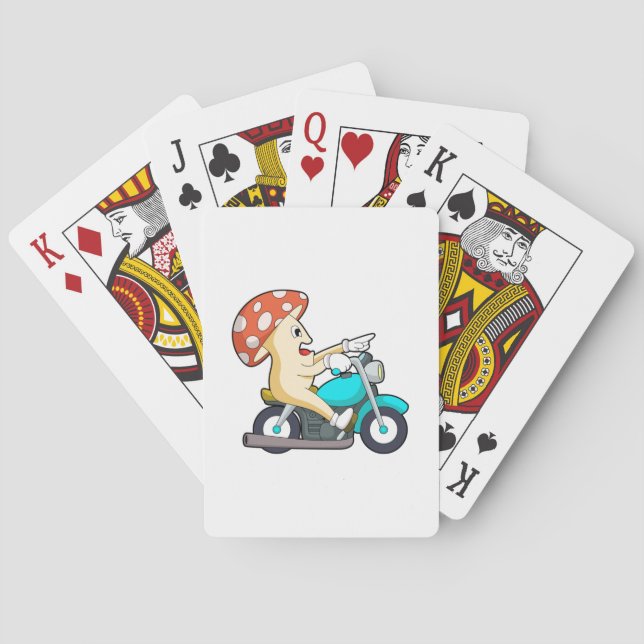 Pilz als Fahrrad mit Motorrad Spielkarten (Rückseite)