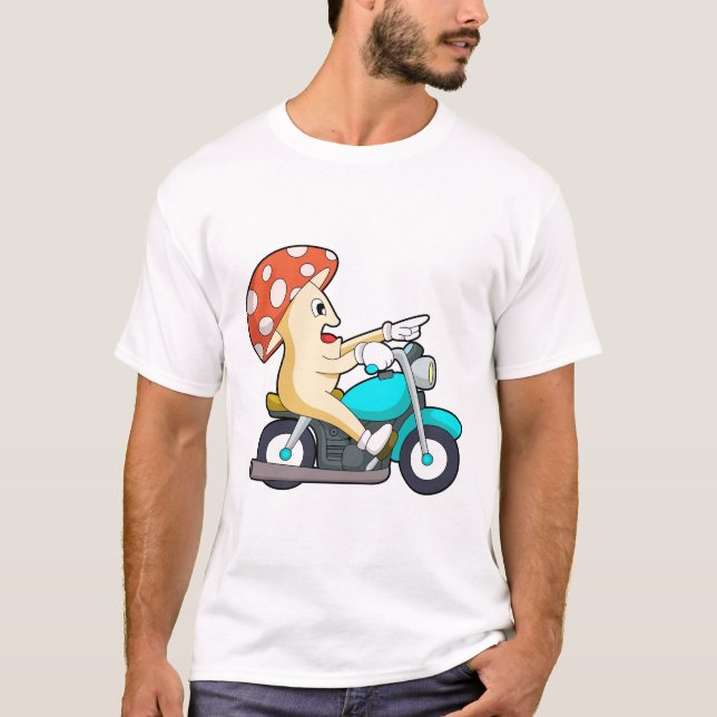 Pilz als Fahrrad mit Motorrad T-Shirt (Vorderseite)
