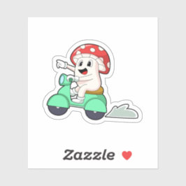 Pilz als Fahrrad mit Scooter.PNG Aufkleber