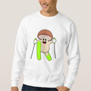 Pilz als Skifahrer mit Skiern Sweatshirt