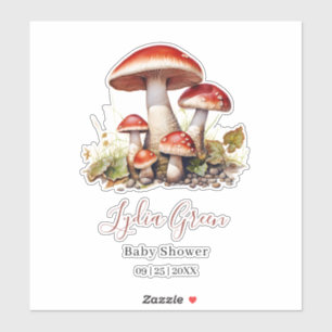 Pilz-Baby-Party, Geschlechtsneutrale Babyparty Aufkleber