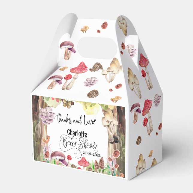 Pilz-Babydusche Waldwald Geschenkschachtel (Vorderseite)