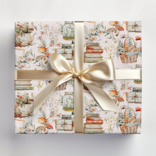 Pilz-Blumen-Whimsical-Cottagecore-Muster Geschenkpapier Set