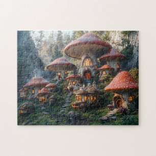 Pilz-Dorf-Gnom-Cottagecore-Champignon-Häuschen