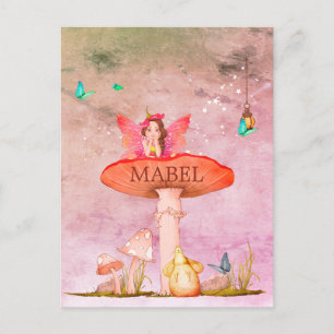 Pilz-Fantasie-Feen-Maus-Dekor Postkarte