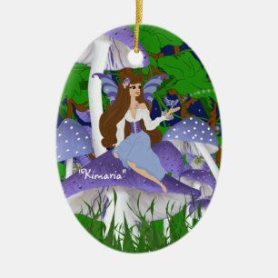 Pilz-Fee und Schmetterlings-Verzierung Keramik Ornament