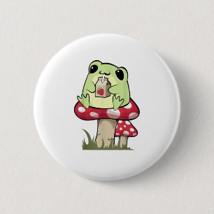 Pilz Frosch Goblincore Mykologie Kreativer Stil Button