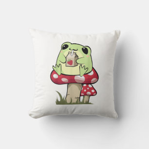 Pilz Frosch Goblincore Mykologie Kreativstil Kissen