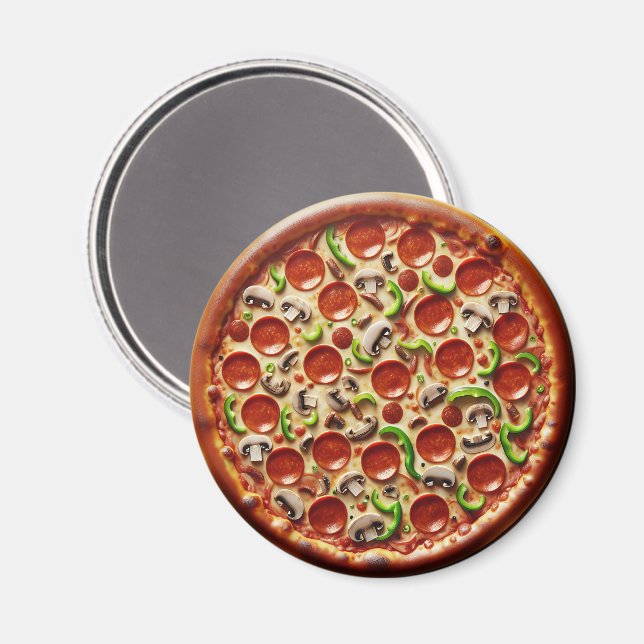 Pilz, grüne Paprikaschoten und Pizza Pepperoni Magnet (Vorderseite/Rückseite)