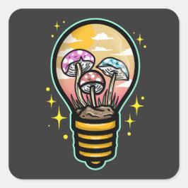 Pilz in einer Glühbirne Quadratischer Aufkleber