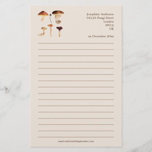 Pilz-Kunst Briefpapier (Vorderseite)