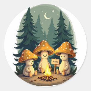 Pilz Lagerfeuer Positivität Bleib Positiv Retro 7 Runder Aufkleber
