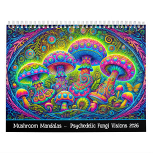 Pilz-Mandalas – psychedelische Pilzvisionen 2026 Kalender