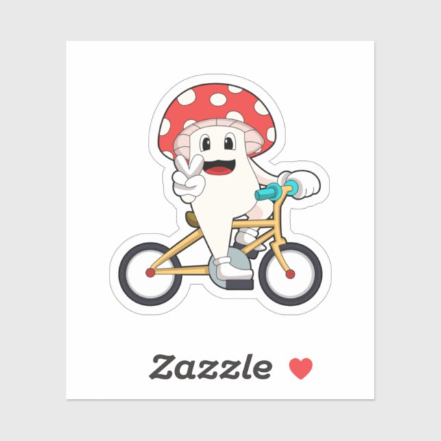 Pilz mit Fahrrad.PNG Aufkleber (Blatt)