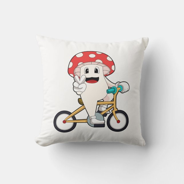 Pilz mit Fahrrad.PNG Kissen (Vorderseite)