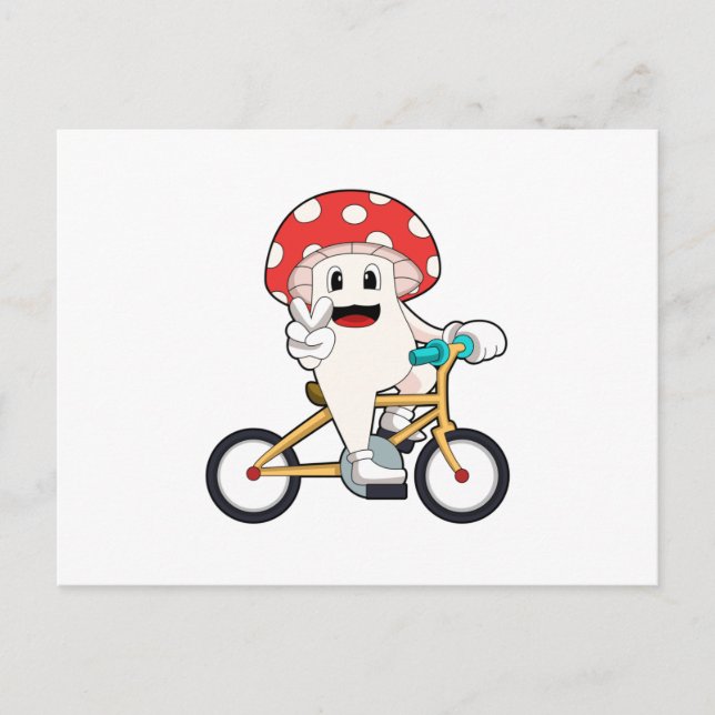 Pilz mit Fahrrad.PNG Postkarte (Vorderseite)