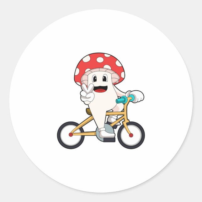Pilz mit Fahrrad.PNG Runder Aufkleber (Vorderseite)