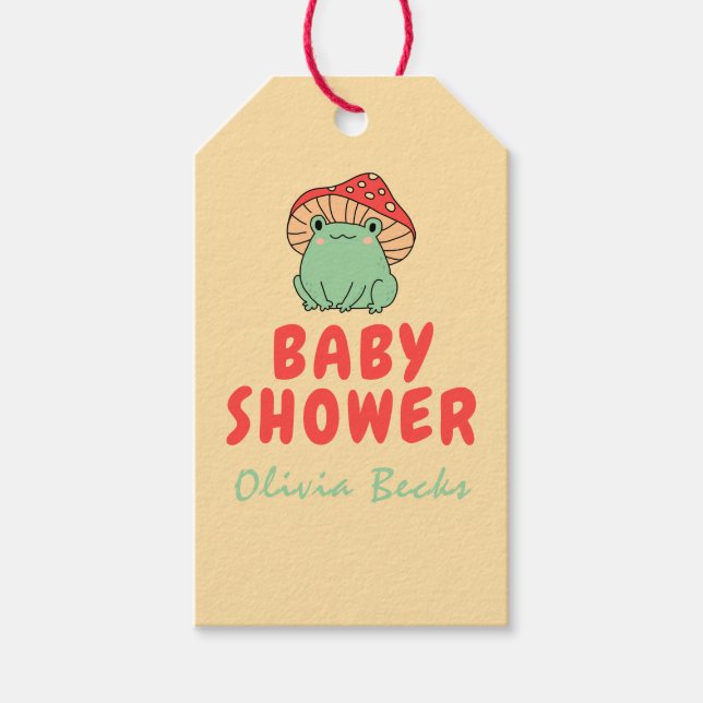 Pilz mit Frog Baby Dusche Geschenkanhänger (Vorderseite)