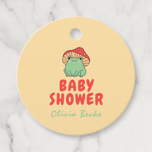 Pilz mit Frog Baby Dusche Geschenkanhänger (Vorderseite)