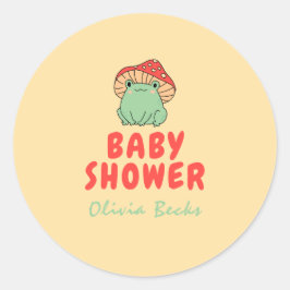 Pilz mit Frog Baby Dusche Runder Aufkleber
