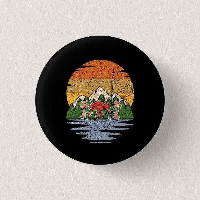 Pilz-Picking Retro Button (Vorderseite)