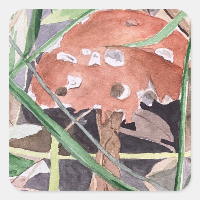 Pilz Quadratischer Aufkleber (Vorderseite)