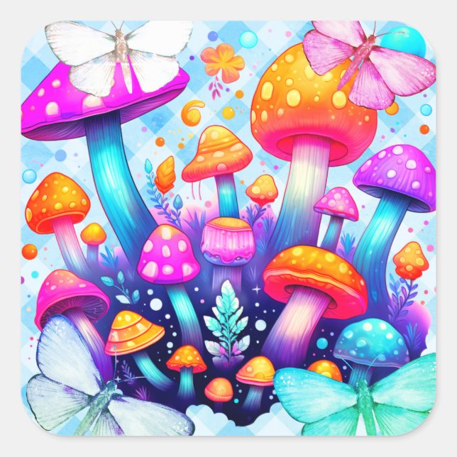 Pilz Quadratischer Aufkleber (Vorderseite)