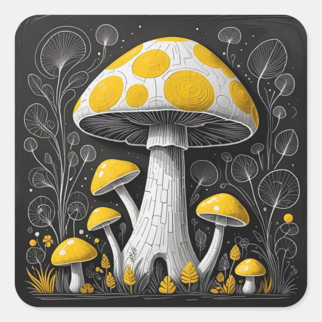 Pilz Quadratischer Aufkleber (Vorderseite)