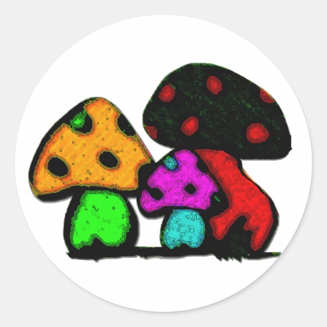 Pilz Runder Aufkleber (Vorderseite)