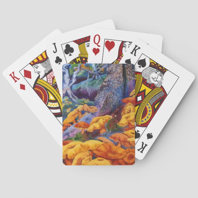 Pilz, Toadstool, Pilze in lebhaften Farben Spielkarten (Rückseite)