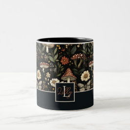 Pilz- und Blume Kernmuster mit Namen Zweifarbige Tasse