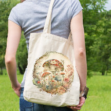 Pilz- und Blumeneinkaufstasche
