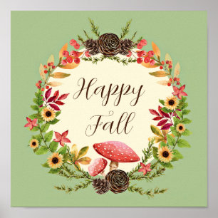 Pilz und Sonnenblumen mit anpassbarem Text Poster