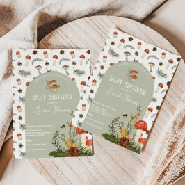 Pilz- und Wild-Blume Kinderdusche Einladung