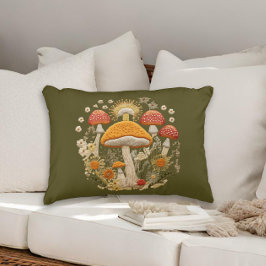 Pilz- und Wildblume-Kernstück Dekokissen