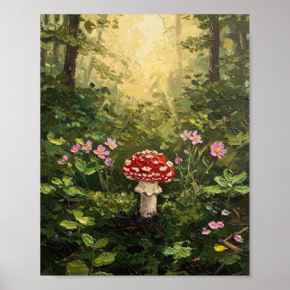 Pilz-Wald-Boden | Cottagecore-Kunst Poster