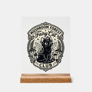 Pilz-Wald-Feenkater Lustige Katze Grafik - Pilz Acrylschild