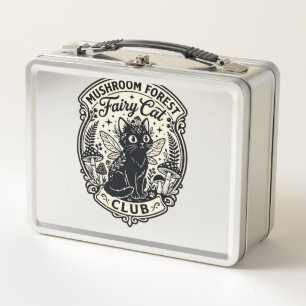 Pilz-Wald-Feenkater-Lustige Katze Grafik - Pilz Metall Brotdose