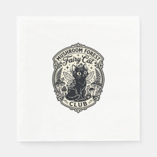 Pilz-Wald-Feenkater Lustige Katze Grafik - Pilz Serviette