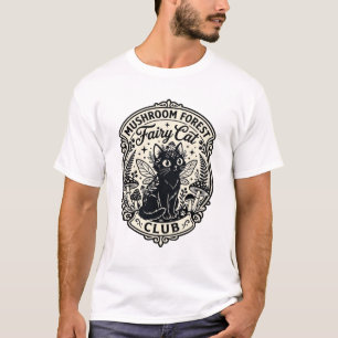 Pilz-Wald-Feenkater-Lustige Katze Grafik - Pilz T-Shirt