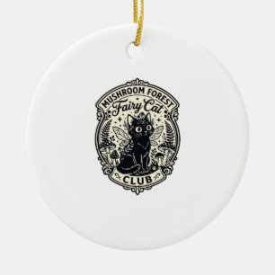 Pilz-Wald-Feenkater Lustiger Katzen-Grafik - Pilz Keramik Ornament