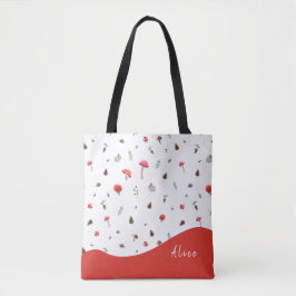 Pilze auf weißem personalisiertem oder nicht auf T Tasche
