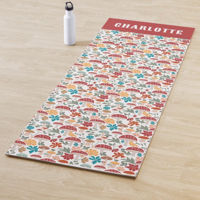 Pilze & Blumen Mitte Jahrhundert Moderner Individu Yogamatte (Beispiel)
