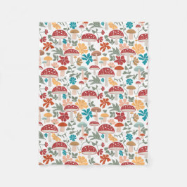 Pilze & Blumen Mitte Jahrhundert Modernes Muster Fleecedecke