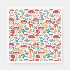 Pilze & Blumen Mitte Jahrhundert Modernes Muster Serviette