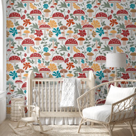 Pilze & Blumen Mitte Jahrhundert Modernes Muster Tapete