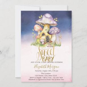 Pilze Blumen Punkte Ombre Baby Shower Einladung