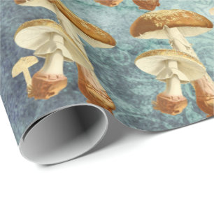 Pilze Brown Woodland Antikes Blau Aquamarin Geschenkpapier